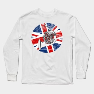 French Horn UK Flag Britain Hornist British Musician Long Sleeve T-Shirt